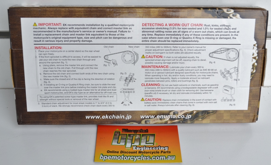 EK Chains 520 X 120 Links SRO6 Series O-Ring Sealed Gold Drive Chain - Motorcycle Chain