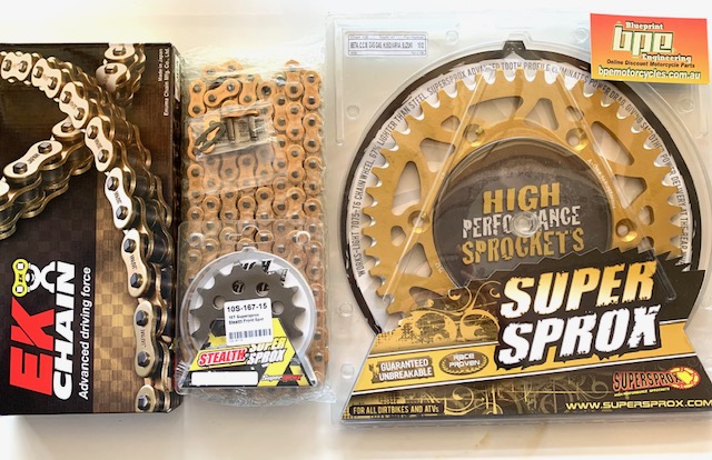 1990-1996 2001-03 Suzuki RM250 Gold O Ring Chain and Sprocket Silver 13/49 114L 